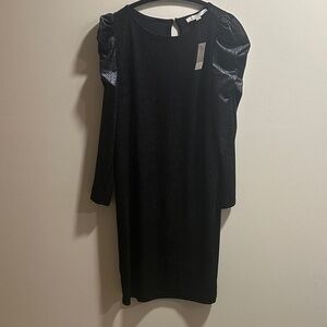 LOFT Shimmering Black Long Sleeve Dress